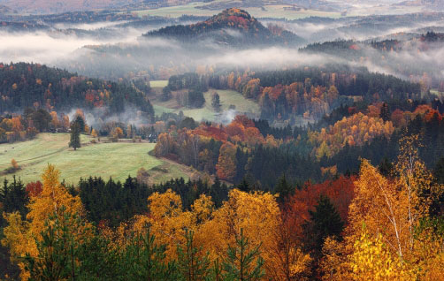 Podzimní krajina Českého Švýcarska