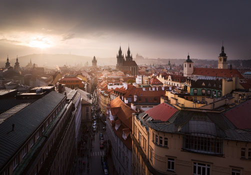 Fotografie – Staré město při západu slunce