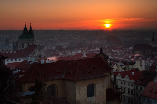 Výhled na ranní Malou Stranu