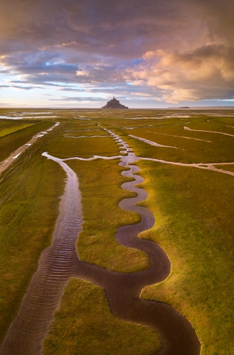 Západ u Mont Saint Michel